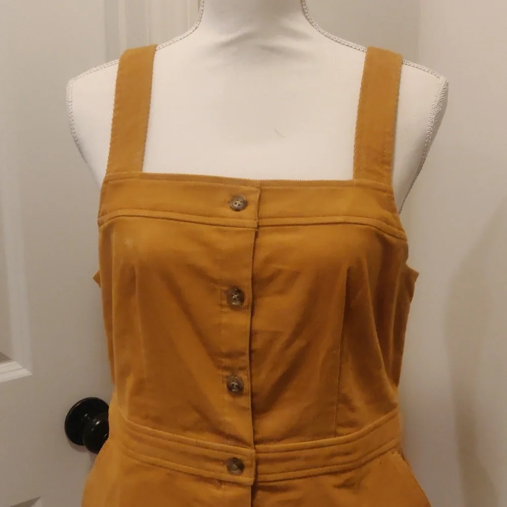 J.Crew mustard cotton corduroy button down dress Academia school girl Y2K Core - Picture 2 of 8